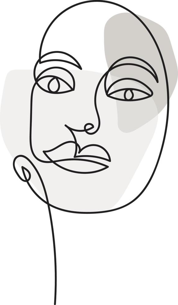 Abstract faces of women touch one line of a vector drawing