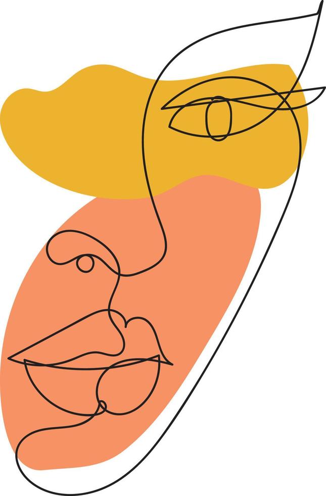Hand drawn one line art portrait illustration vector