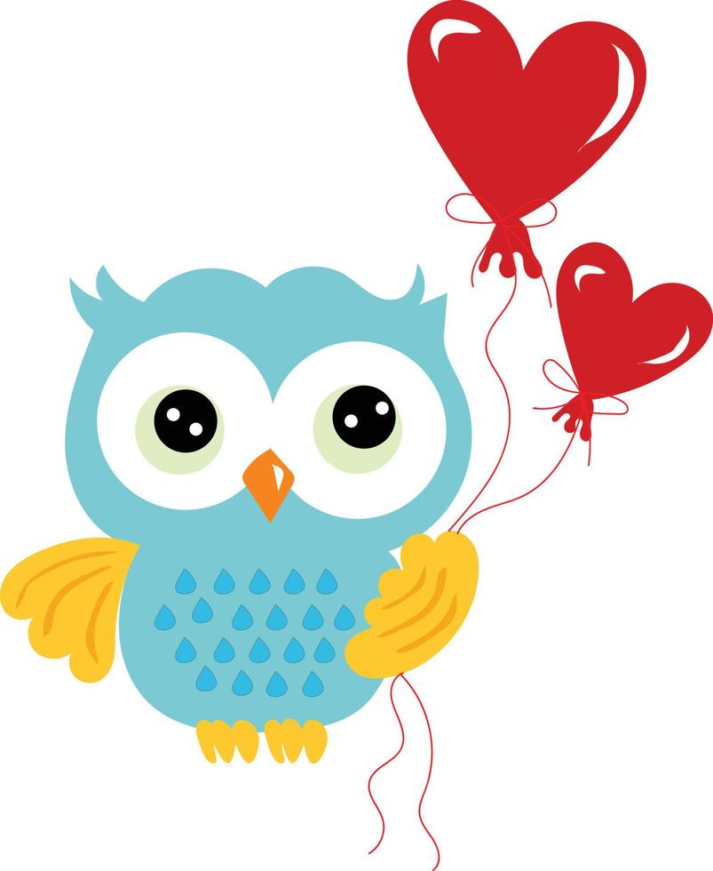 Owl with a heart style flat vector art