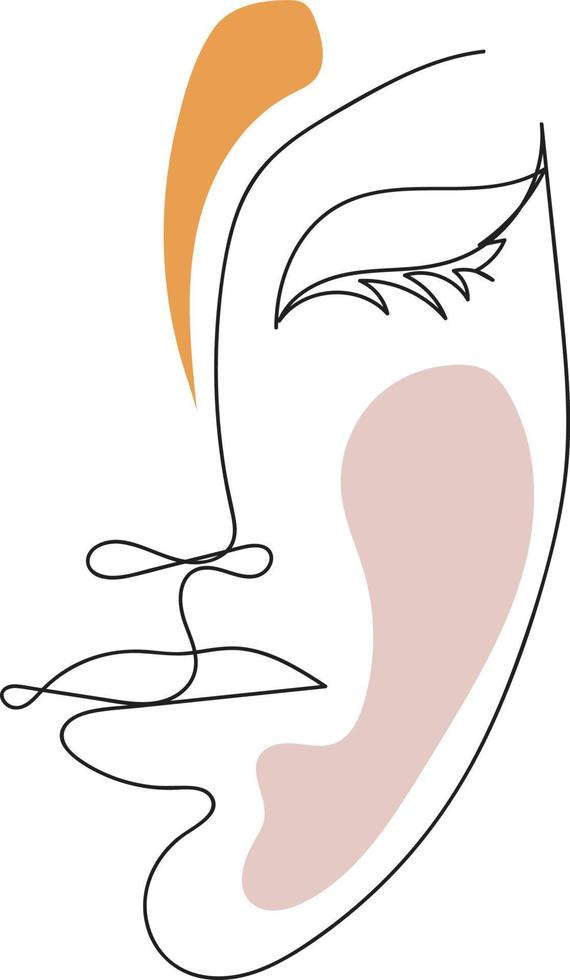 Abstract faces of women touch one line of a vector drawing