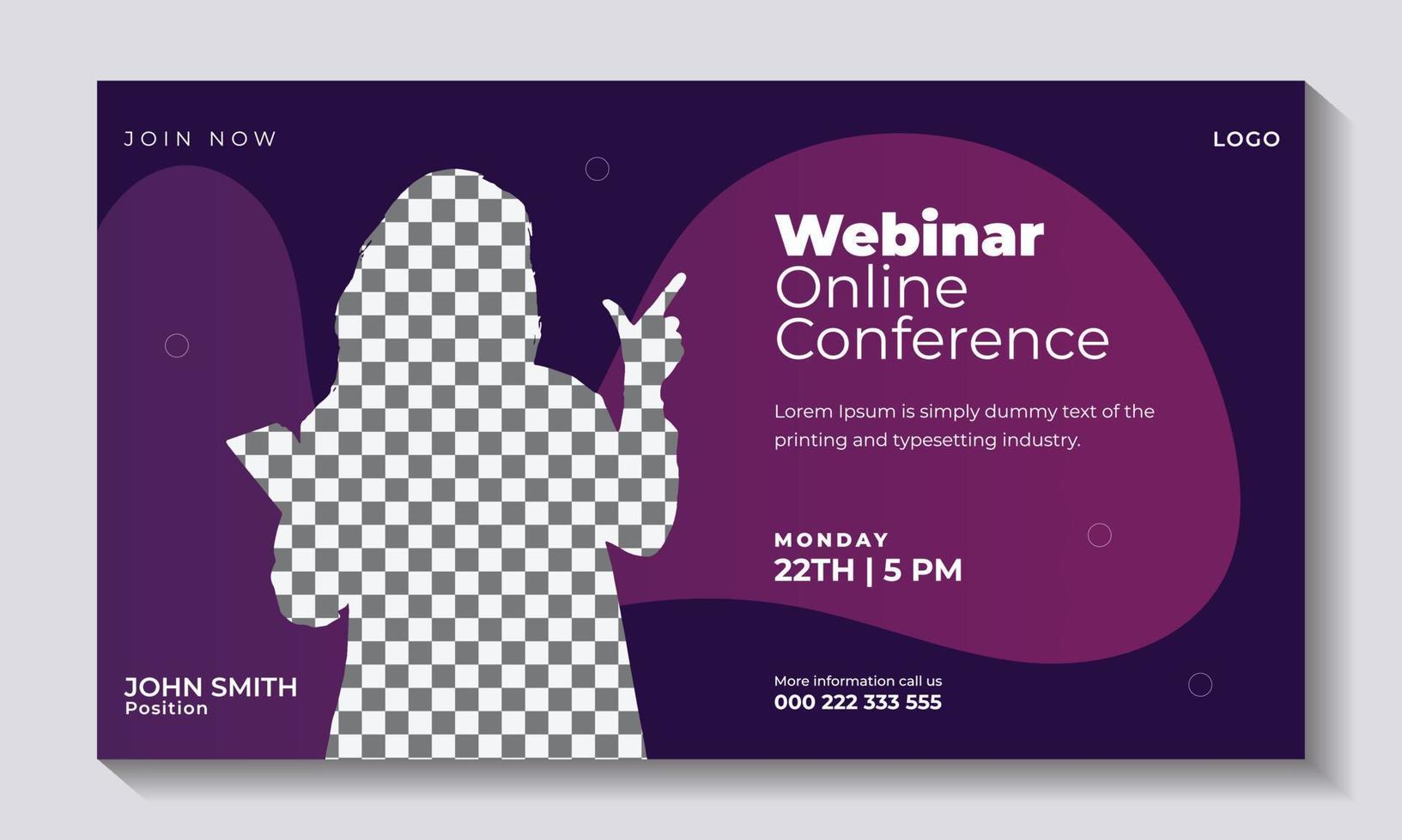 Online Business webinar social media post web banner design. Business webinar invitation design template. vector