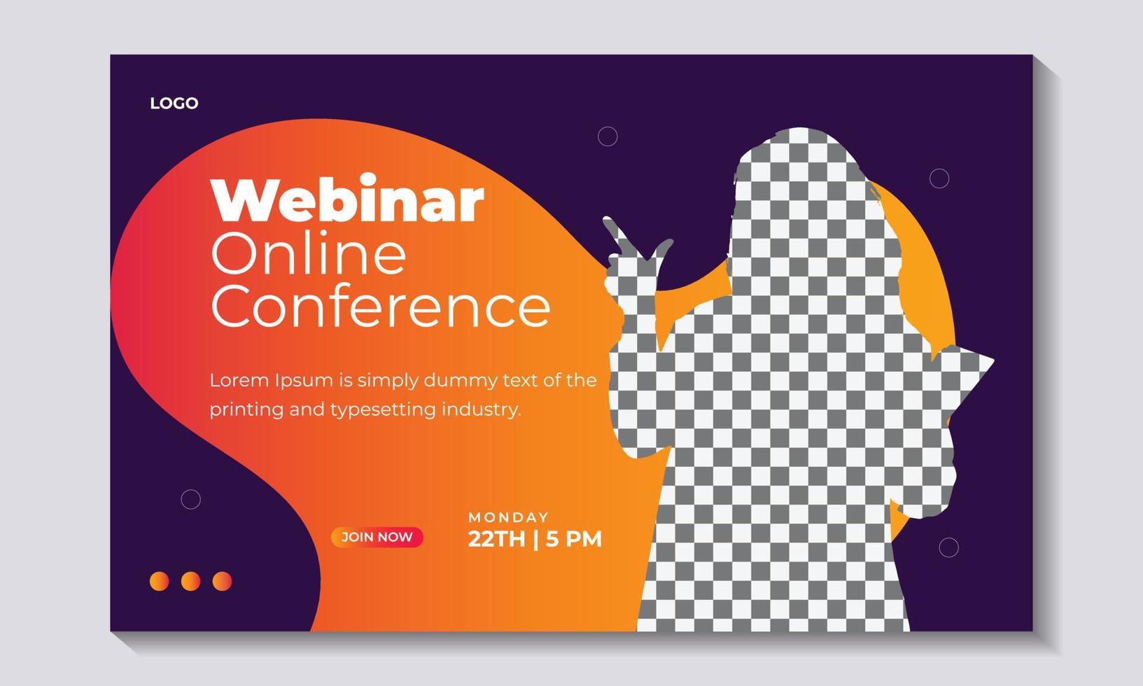 Online corporate business webinar conference horizontal web banner design or Conference live webinar banner invitation design. vector