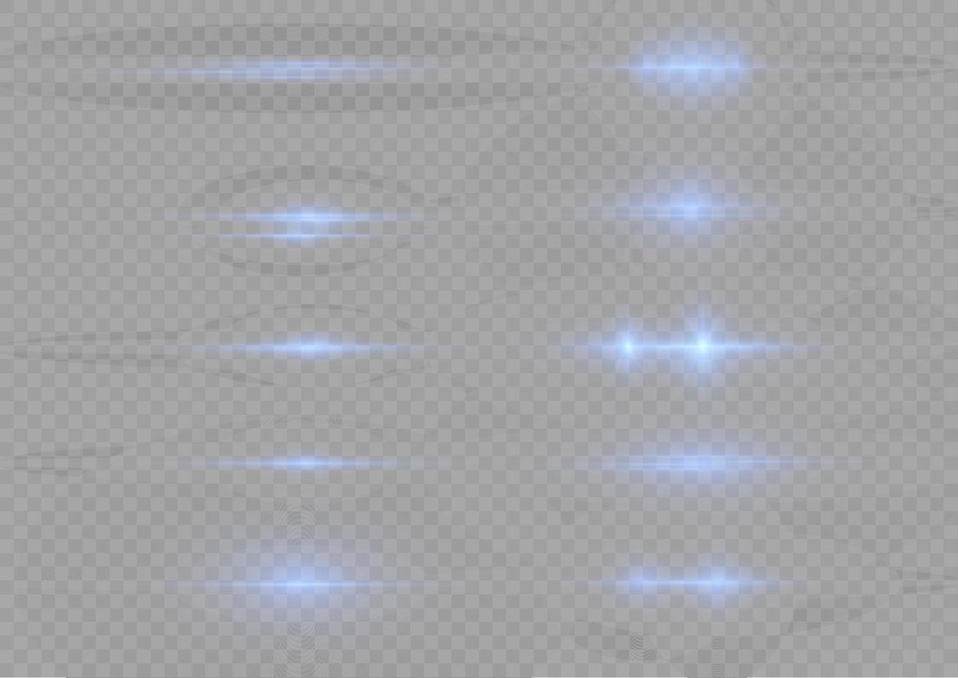 Horizontal beams of light. Beautiful light reflections. Glowing stripes on a light background. Glowing abstract sparkling background. Set of white horizontal highlights. Laser beams. spark and stars. vector