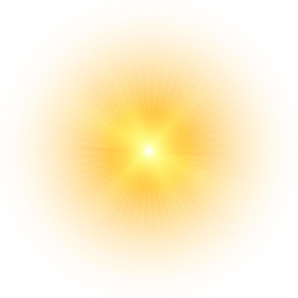 Yellow sun, a flash, a soft glow without departing rays. Star flashed with sparkles isolated on white background. Vector illustration of abstract yellow splash.