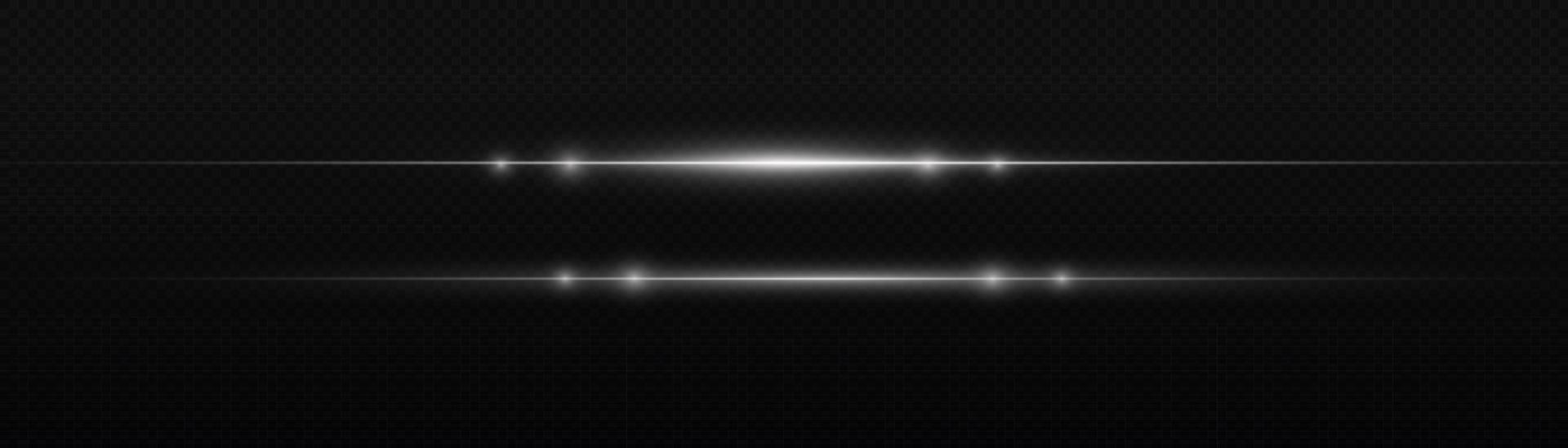 Horizontal beams of light. Beautiful light reflections. Glowing stripes on a light background. Glowing abstract sparkling background. Set of white horizontal highlights. Laser beams. spark and stars. vector