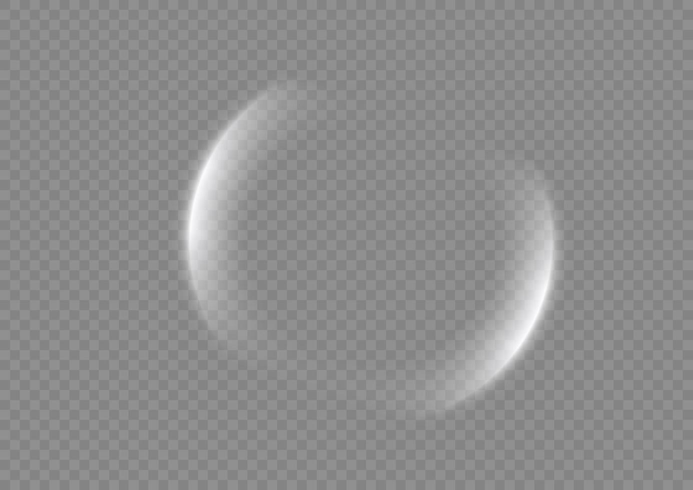 giro blanco claro. efecto de luz de curva de línea blanca. semicírculo de destello de vector de luz blanca de lujo abstracto y efecto de luz de chispa. portal de círculo blanco luminoso. png podio, plataforma, mesa.