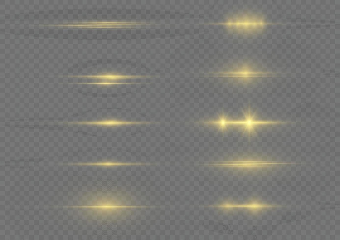 Horizontal beams of light. Beautiful light reflections. Glowing stripes on a light background. Glowing abstract sparkling background. Set of white horizontal highlights. Laser beams. spark and stars. vector