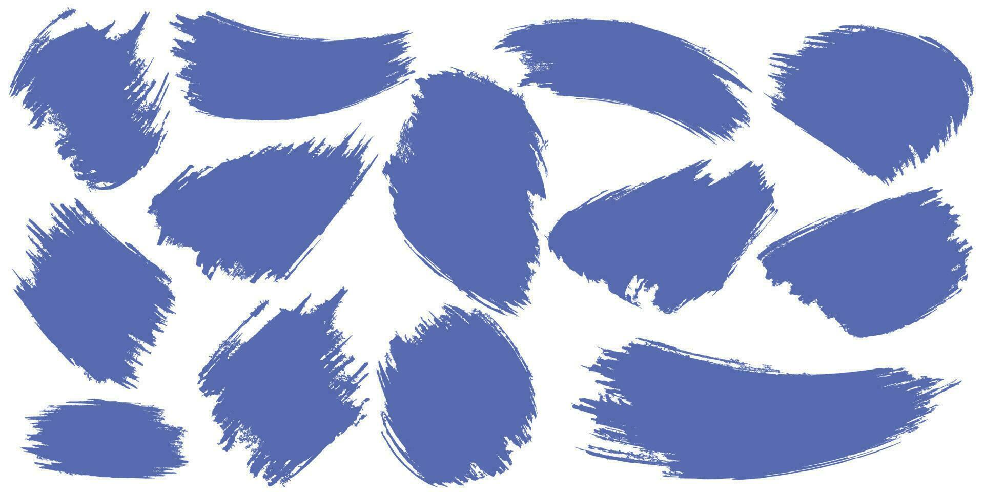 Blue color free brushstroke big set vector