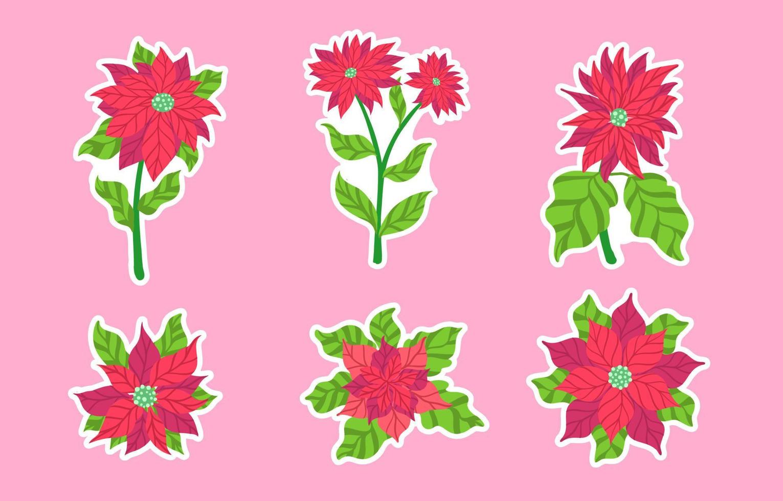 Poinsettias Sticker Set vector