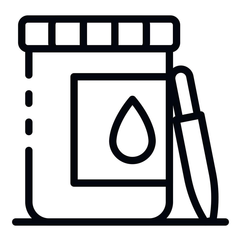 Blood test jar icon, outline style vector