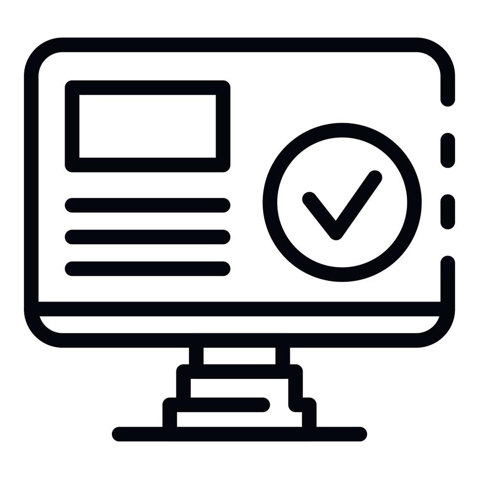 Computer biometric authentication icon, outline style vector