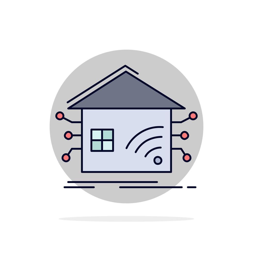 Automation home house smart network Flat Color Icon Vector