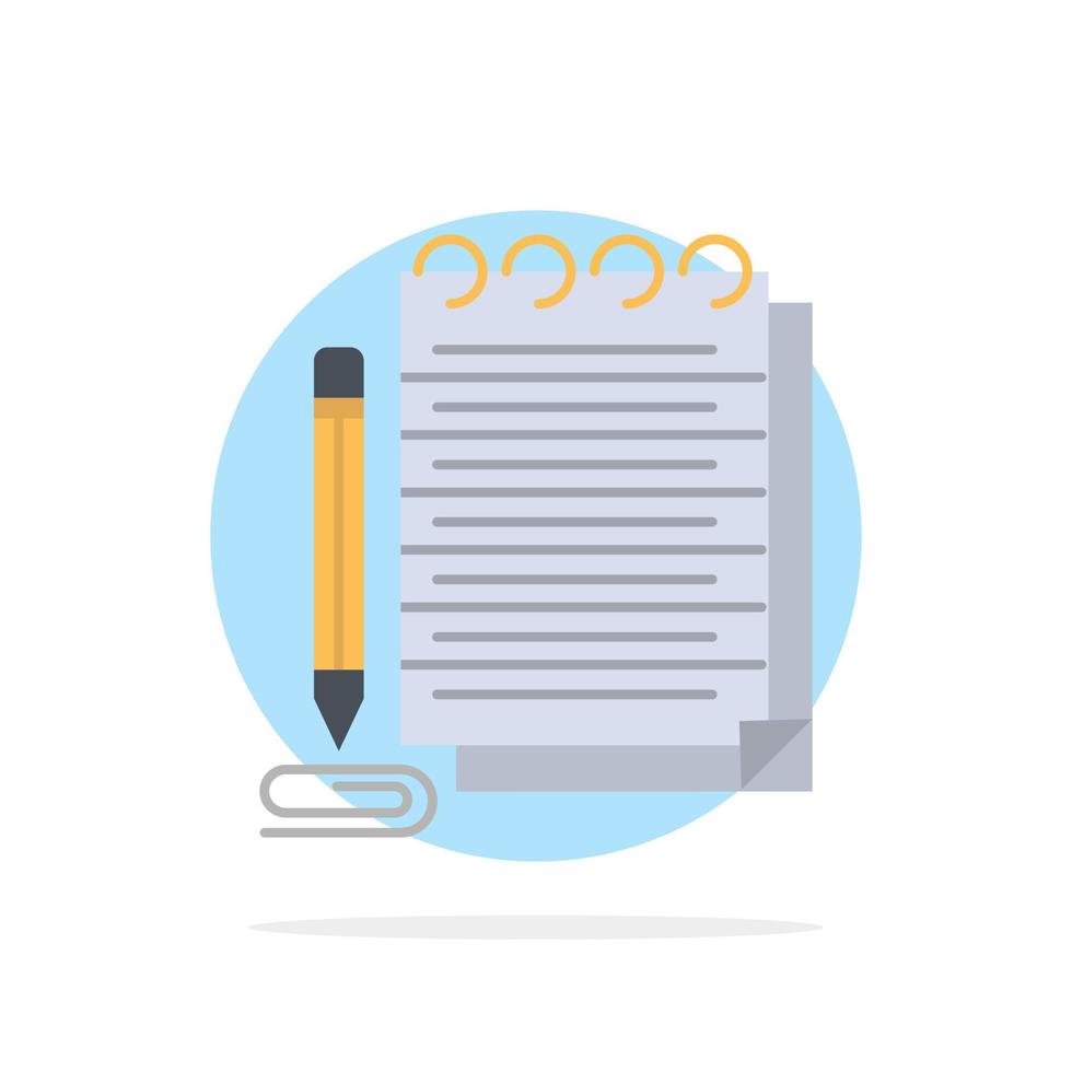 Notepad Notebook Pad Novel Abstract Circle Background Flat color Icon vector