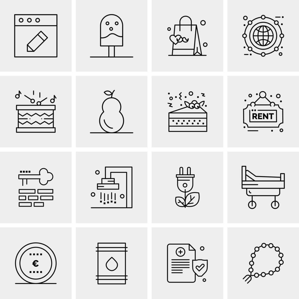 16 iconos de negocios universales vector ilustración de icono creativo para usar en proyectos relacionados con la web y dispositivos móviles