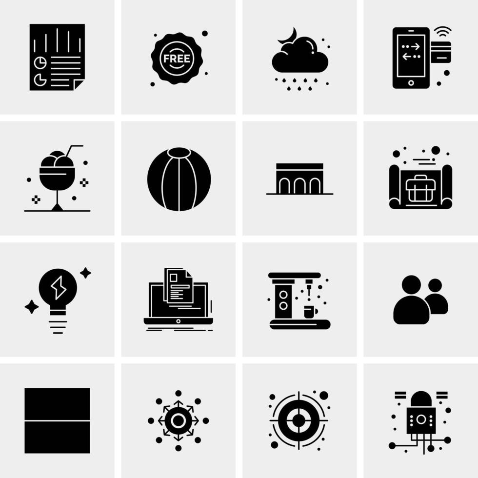 16 iconos de negocios universales vector ilustración de icono creativo para usar en proyectos relacionados con la web y dispositivos móviles