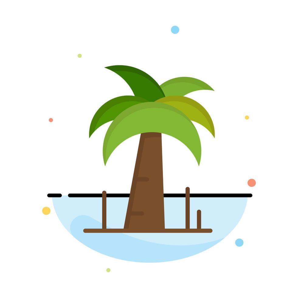 Palm Tree Brazil Abstract Flat Color Icon Template vector