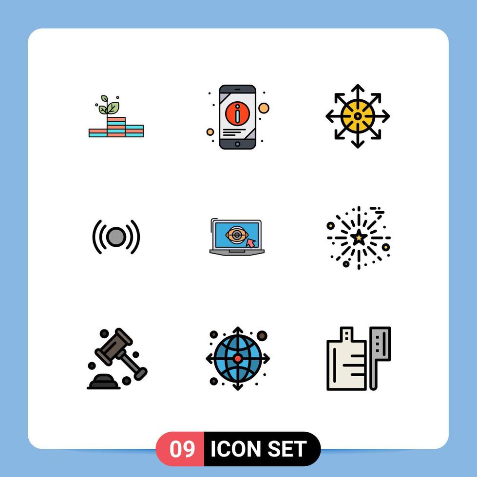 Stock Vector Icon Pack of 9 Line Signs and Symbols for ux signal ads essential platform Editable Vector Design Elements