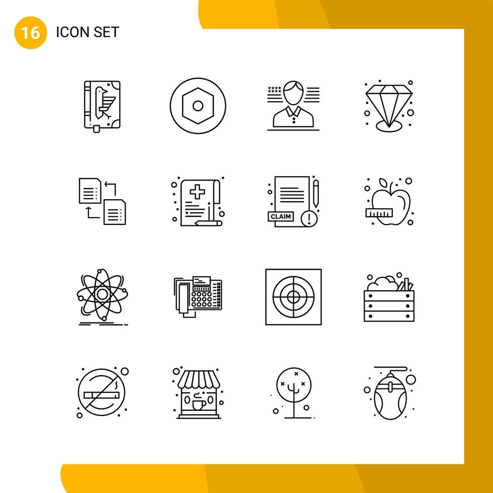 16 Icon Set Line Style Icon Pack Outline Symbols isolated on White Backgound for Responsive Website Designing Creative Black Icon vector background