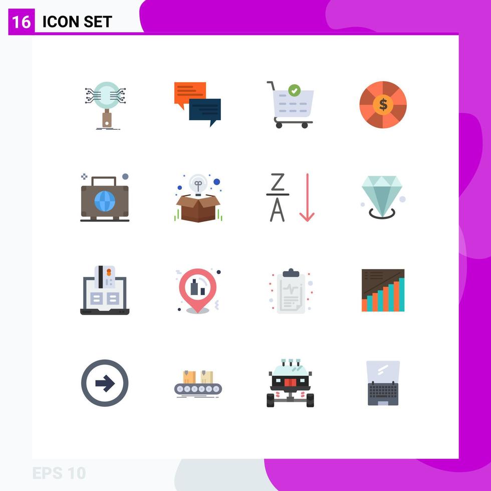 16 Creative Icons Modern Signs and Symbols of baggage dollar bubble currency checkout Editable Pack of Creative Vector Design Elements