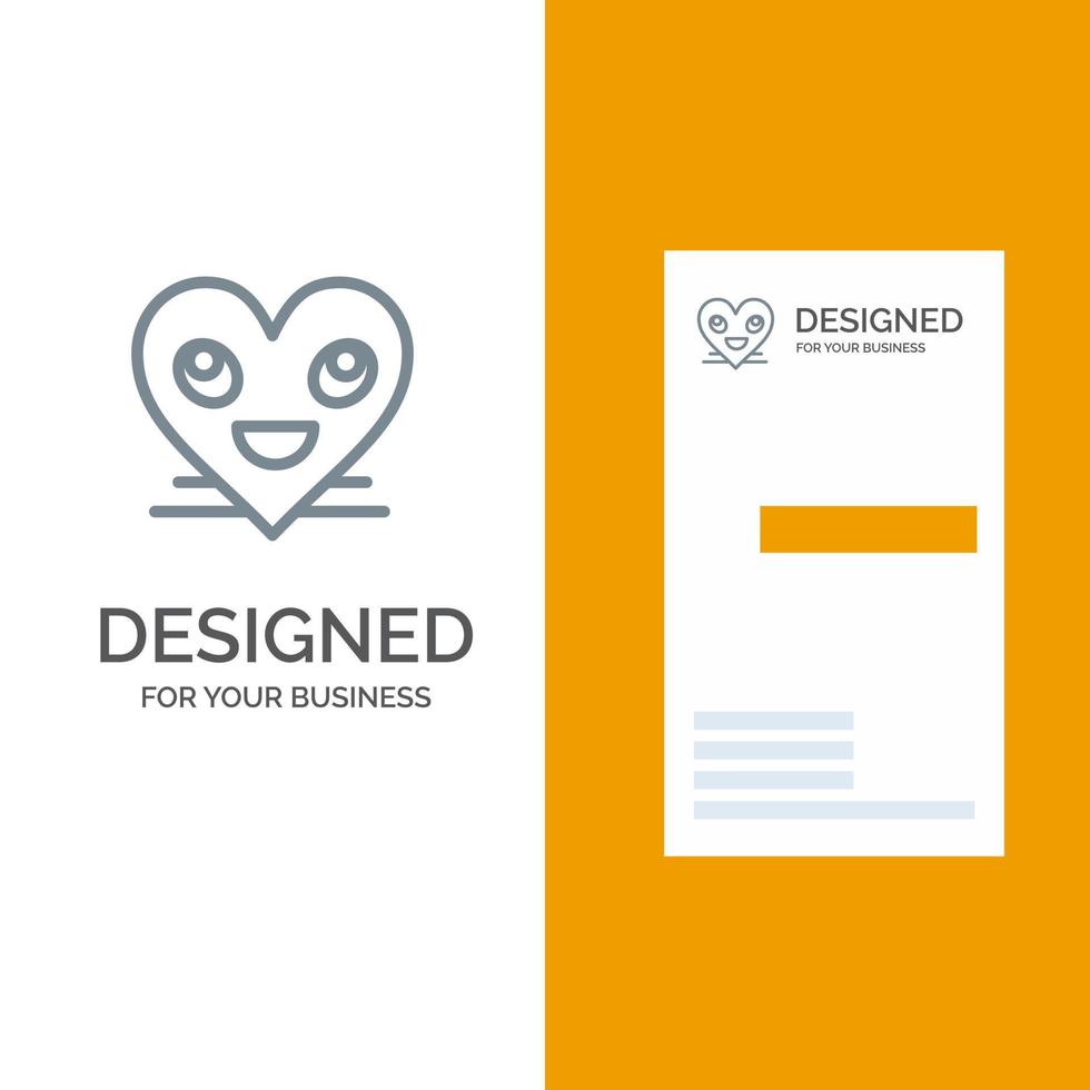 Heart Emojis Smiley Face Smile Grey Logo Design and Business Card Template vector