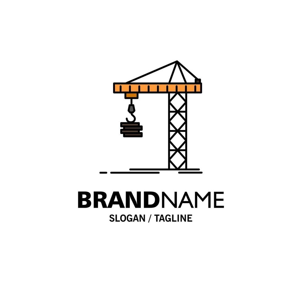 Crane Building Construction Constructing Tower Business Logo Template Flat Color vector