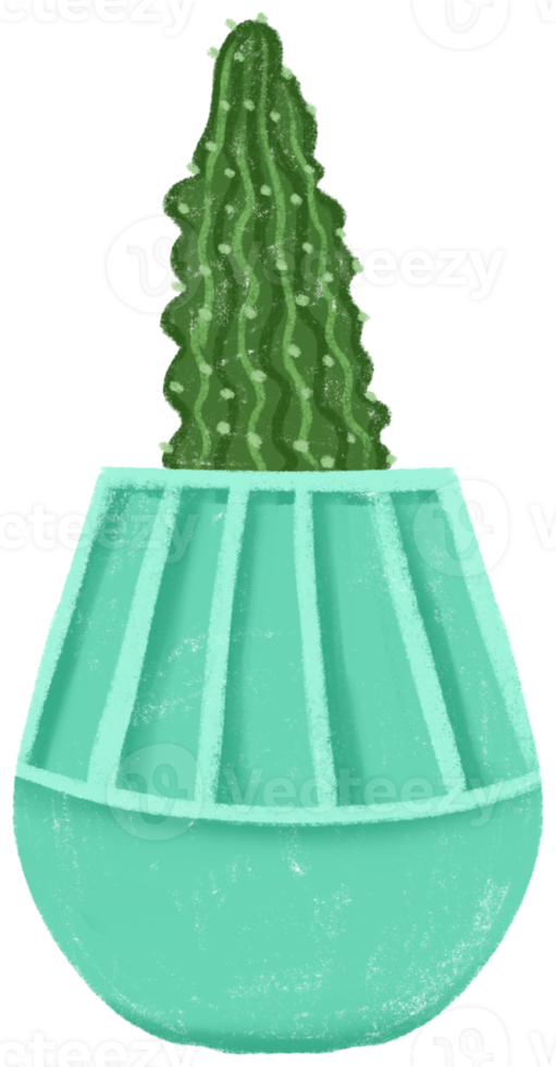 kromme cactus in een blauw pot png