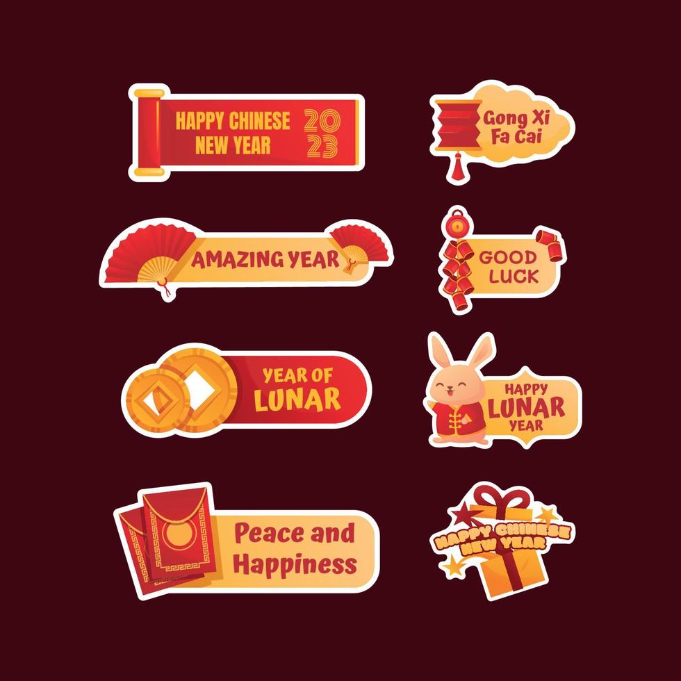 Cute Chat Stickers of Chinese New Year vector