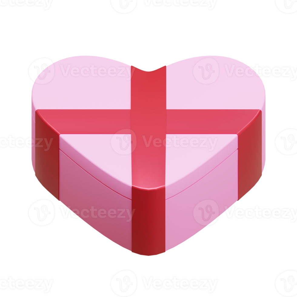 Valentine Heart Shaped Gift 3D Render Element png