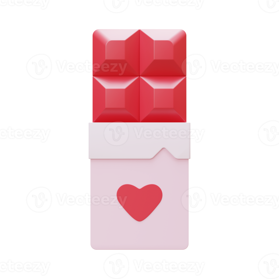 Valentine Chocolate Bar 3D Render Element png