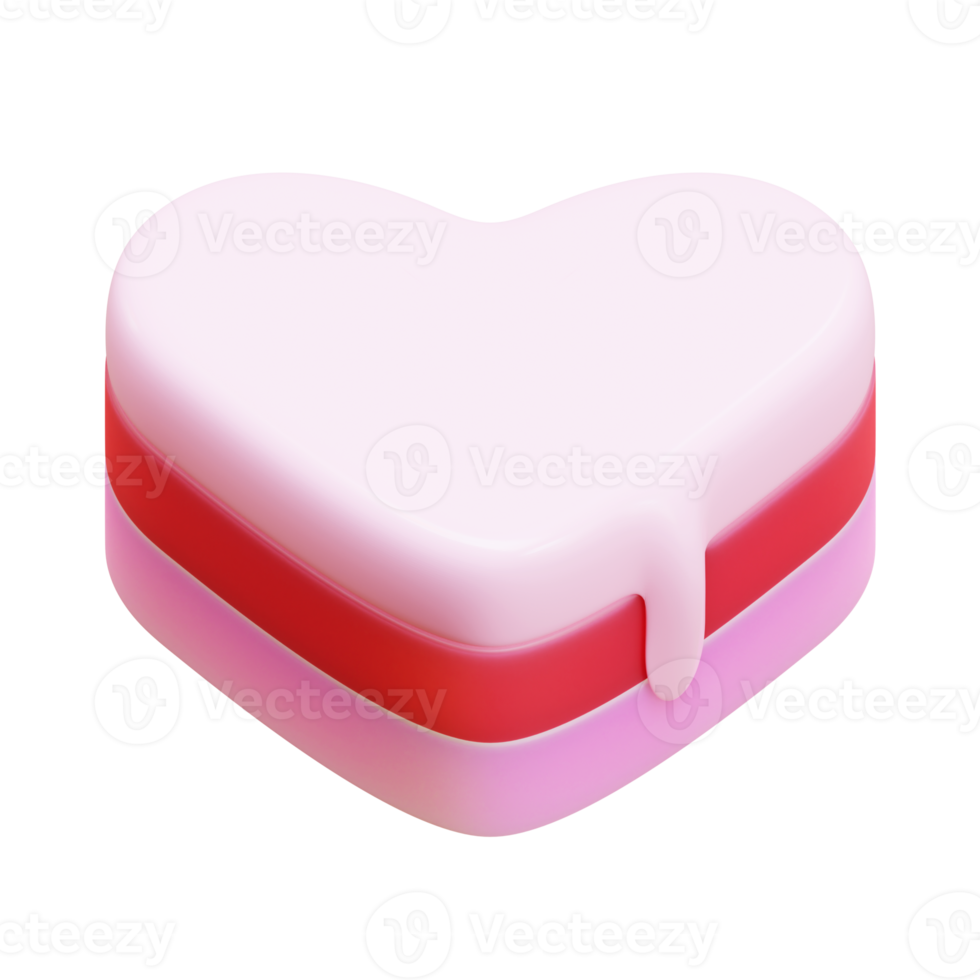 Valentine Heart Shaped Cake 3D Render Element png