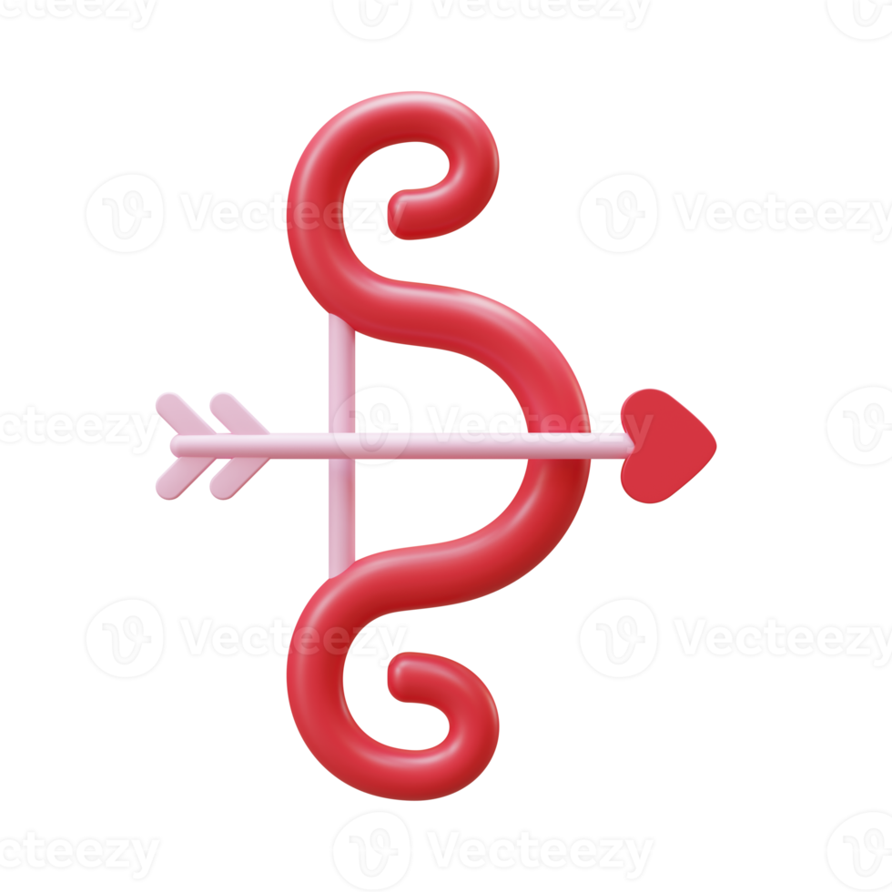 Valentine Bow And Arrow 3D Render Element png