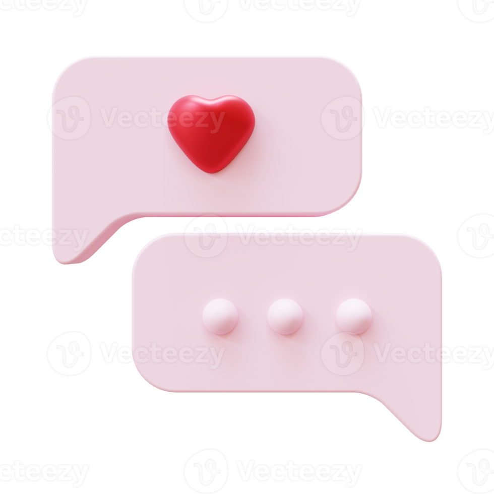 Valentine Chat 3D Render Element png