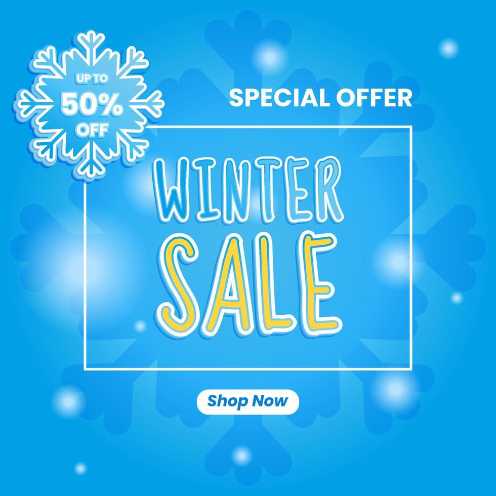 sale promtion design for winter. simple and minimal design with frame and text.  use for poster, banner and flyer vector