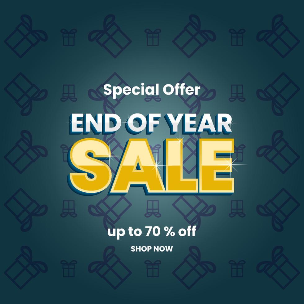 end of year sale design for promotion. simple and modern concept. white, golden and dark blue vector