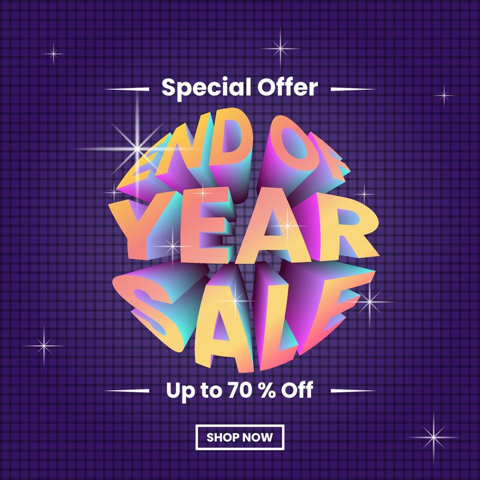 end of year sale promotion. 3d text effect and colorful concept. use