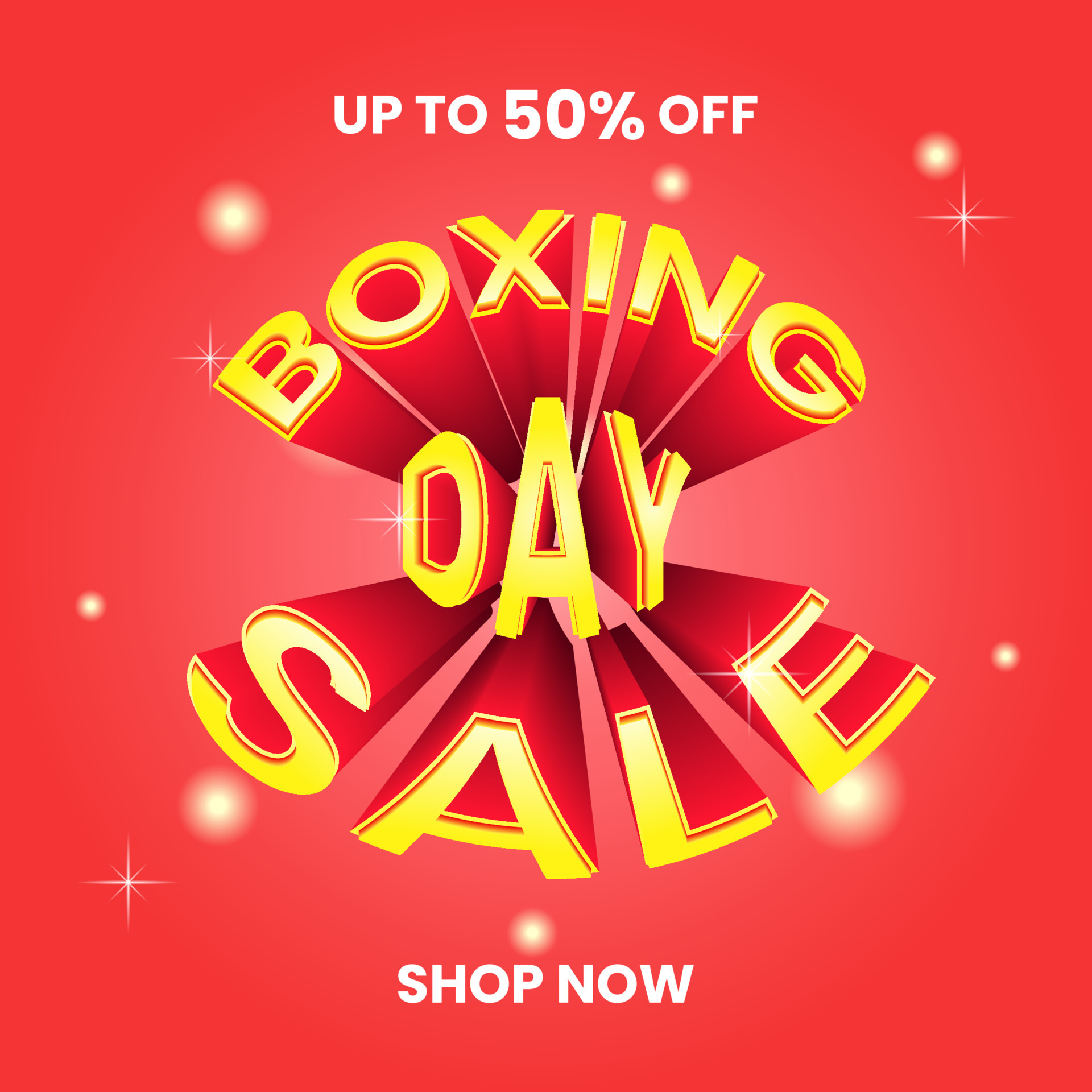 promotion design template for boxing day sale with 3d text and red