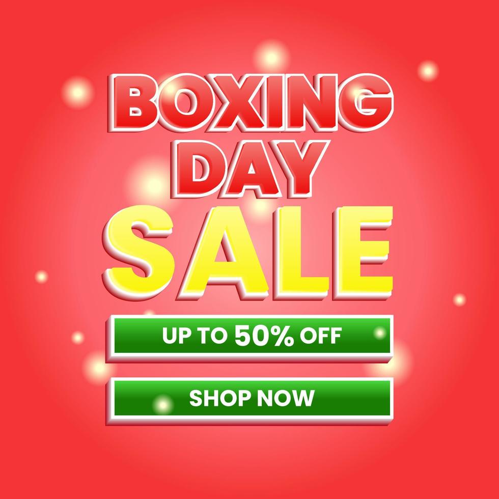 simple promotion poster design template for boxing day sale with text and red background.  minamal and modern style. white, red, green and yellow. use for banner, advert and promotion vector