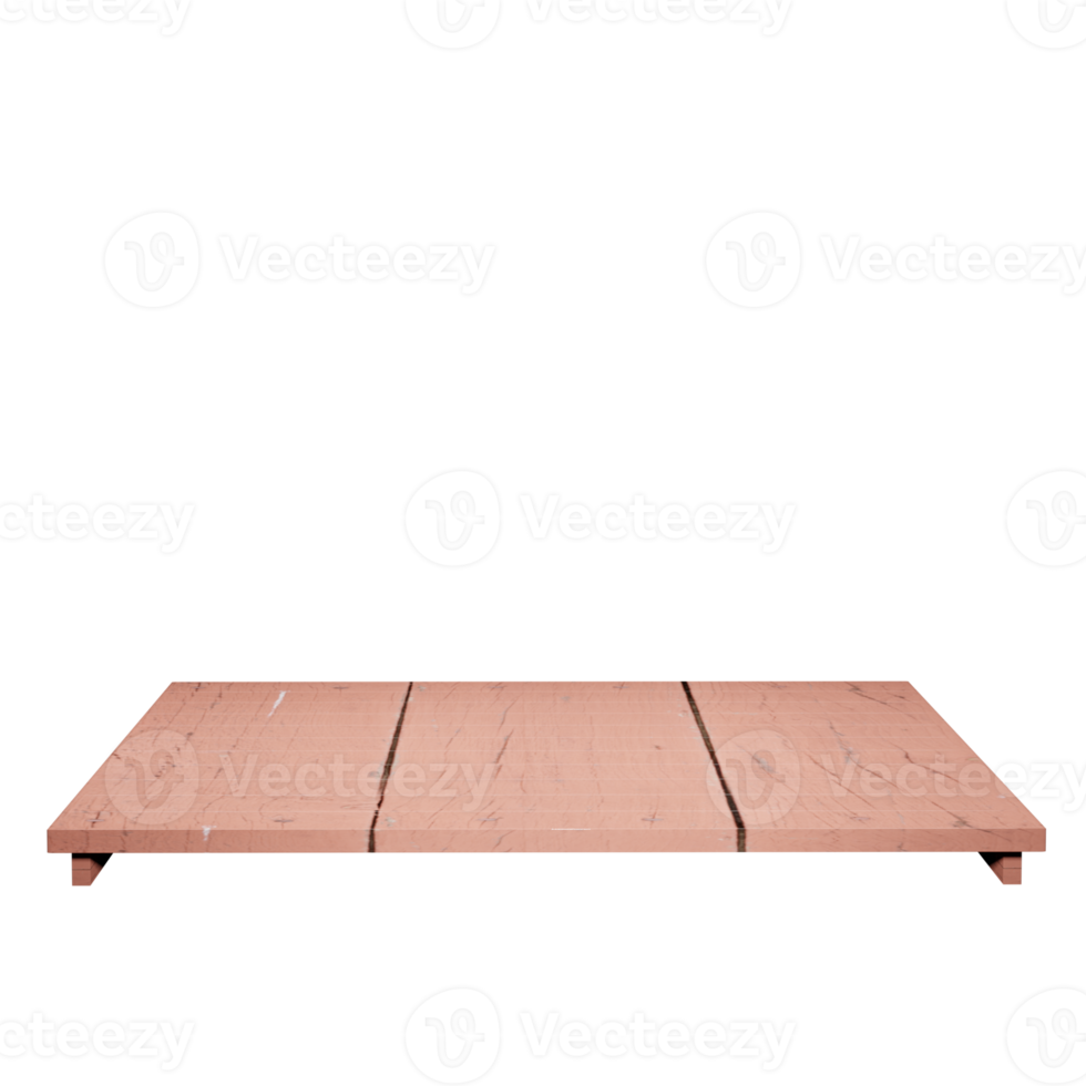 wood table top front view 3d render isolated png