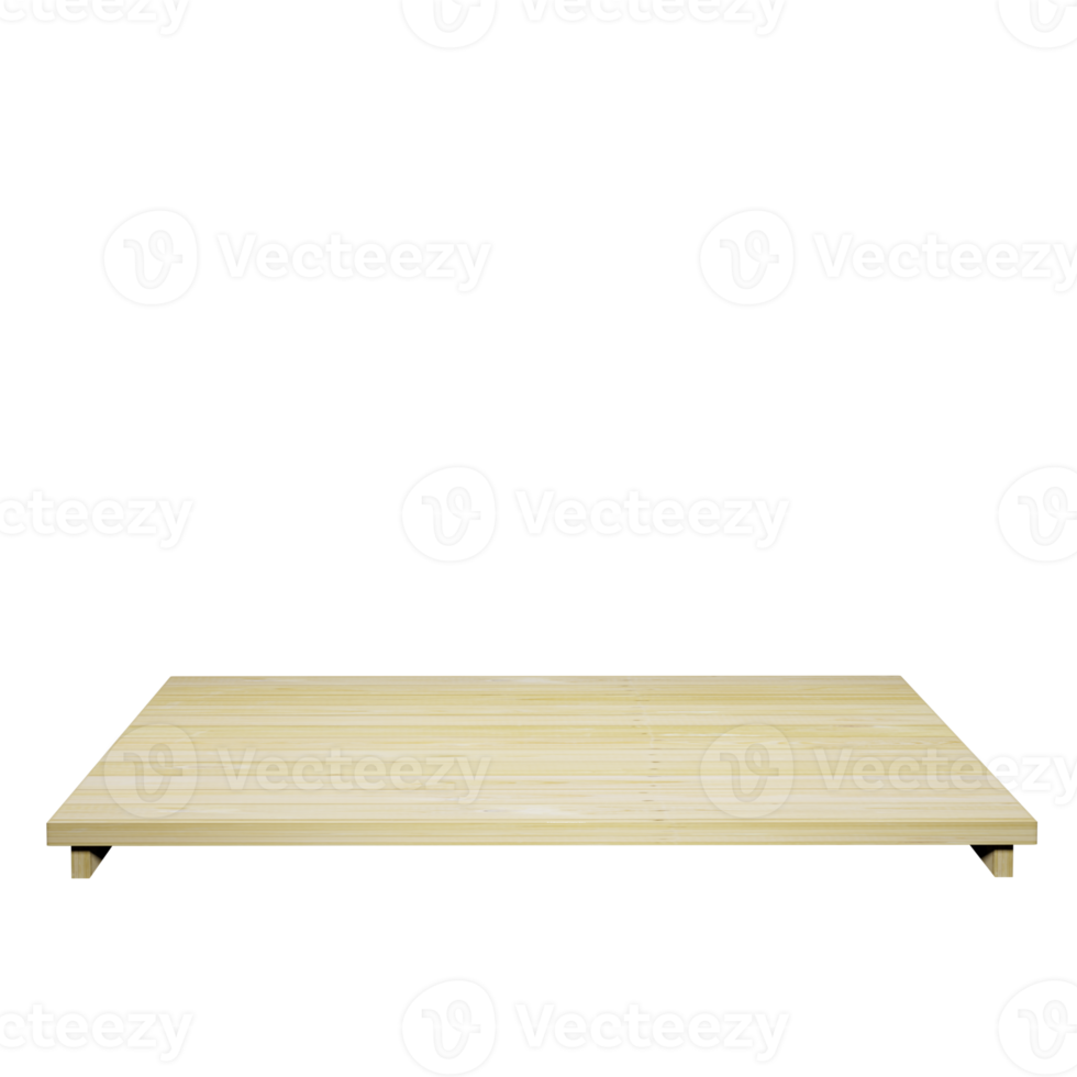 wood table top front view 3d render isolated png