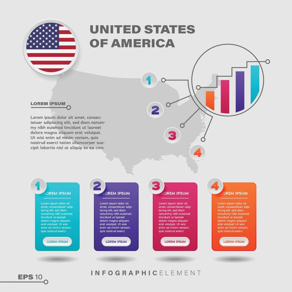 elemento infográfico gráfico de estados unidos de américa vector