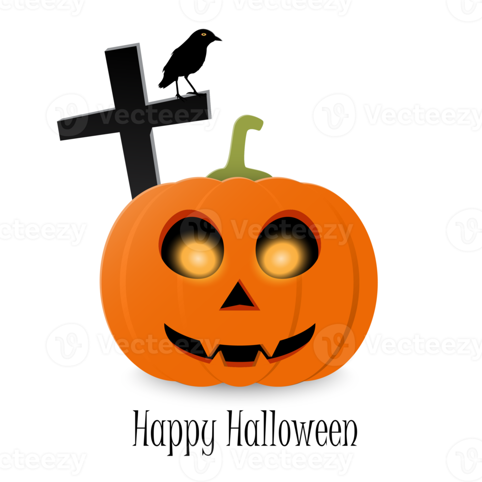 contento Halloween tipografico testo e arancia realistico zucca. Halloween festa aviatore design png