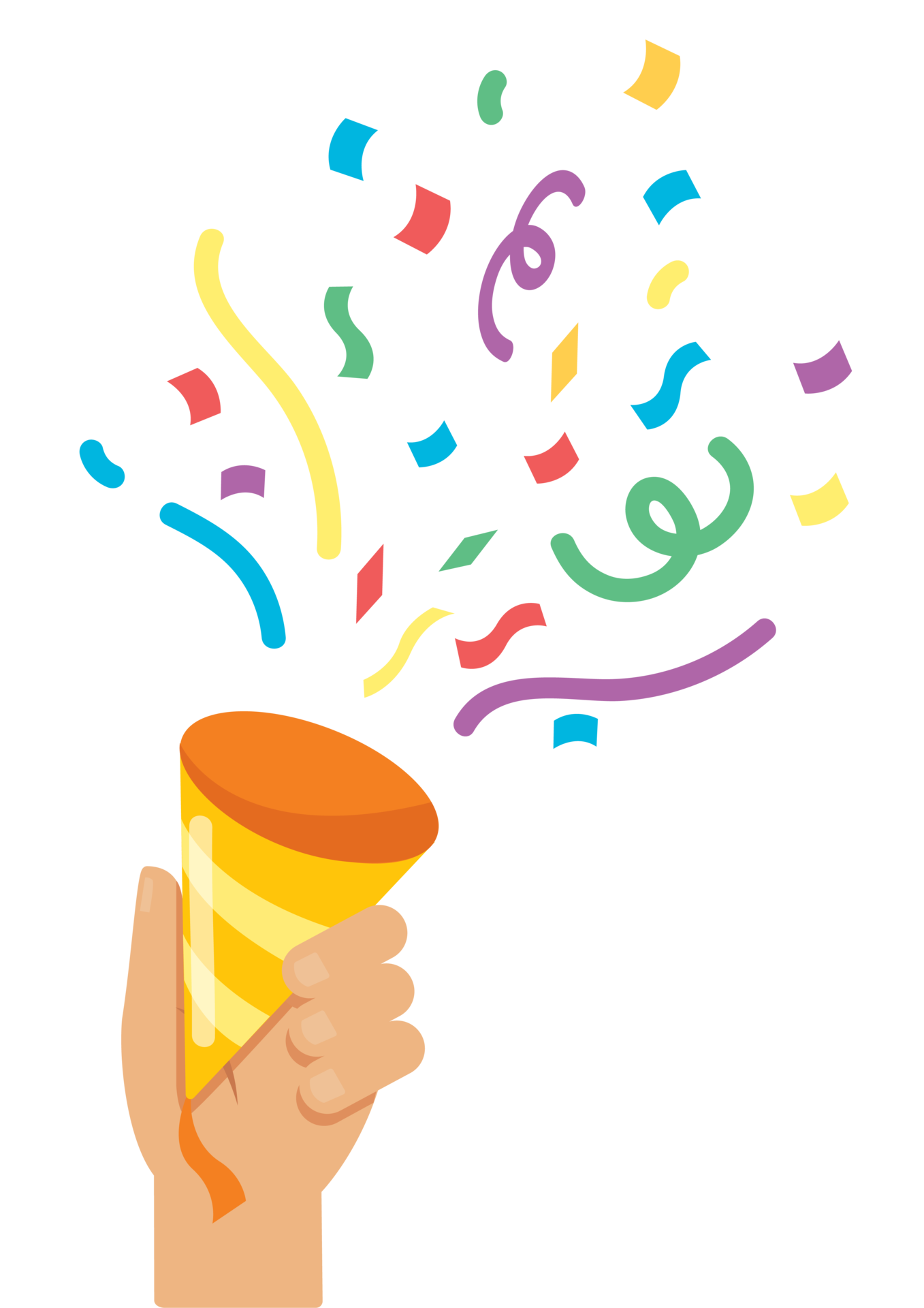 hand holding confetti popper illustration 15316966 PNG