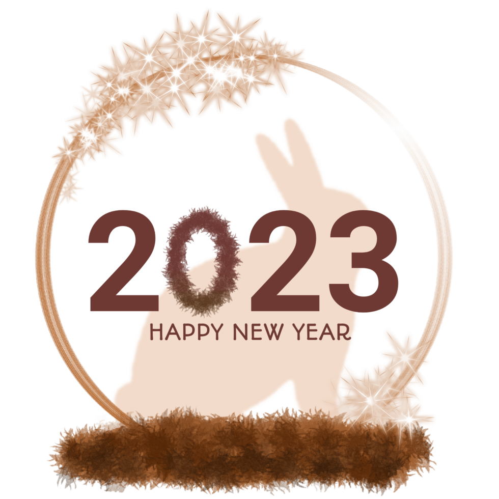 Golden Rabbit Happy New Year 2023 png