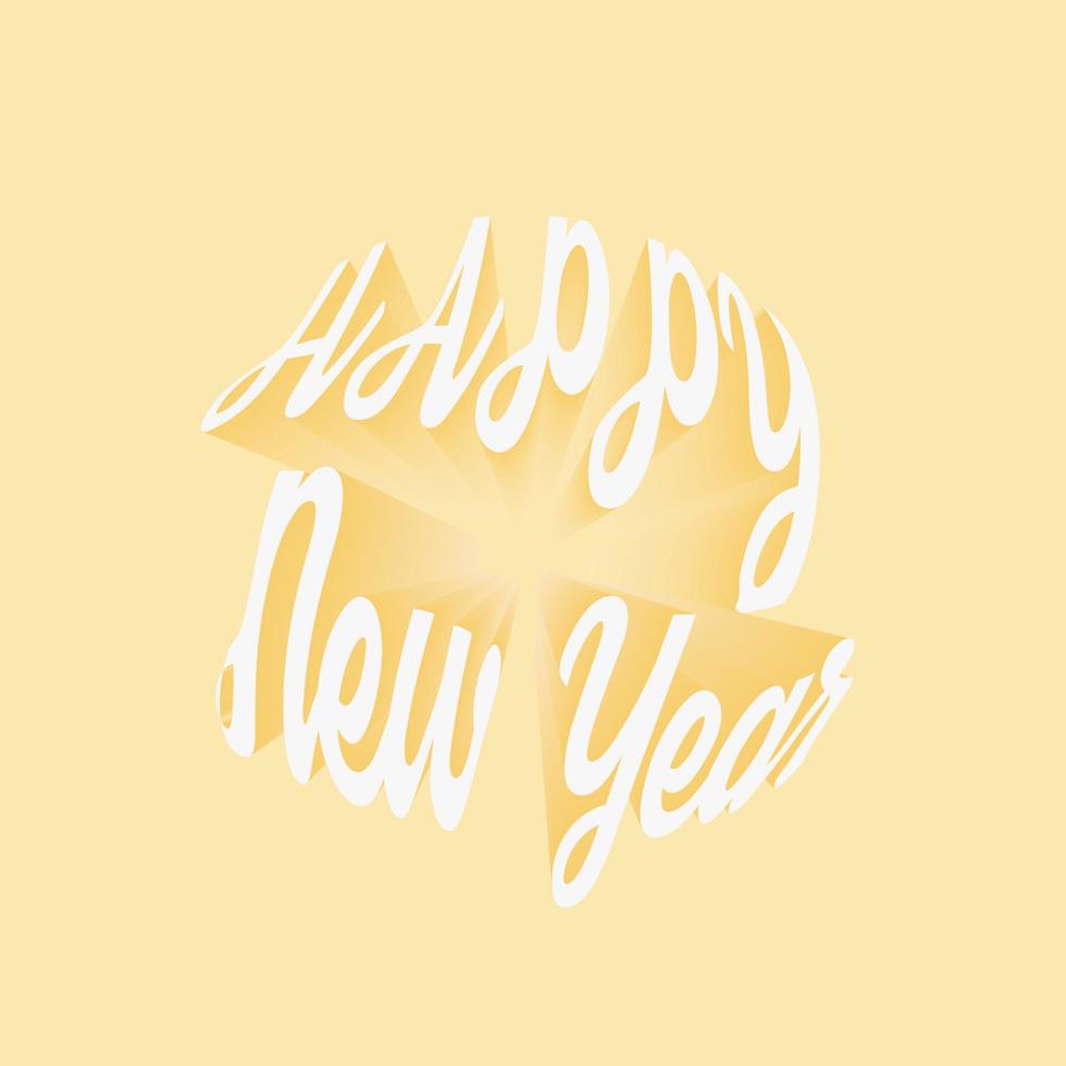 yellow happy new year typography, for greeting card decoration vector