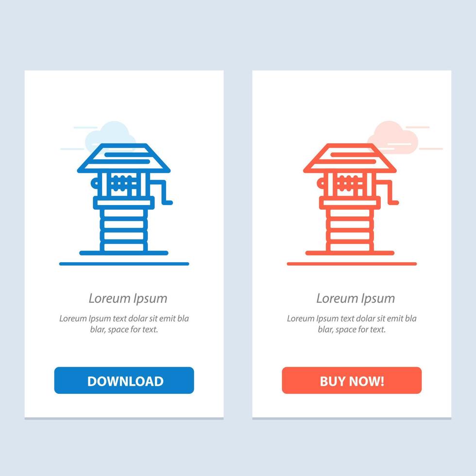 Agriculture Farm Farming Well  Blue and Red Download and Buy Now web Widget Card Template vector