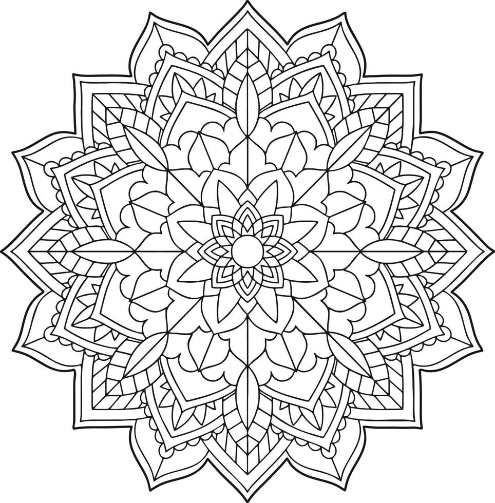 Black and white Floral Mandala, Vector illustration