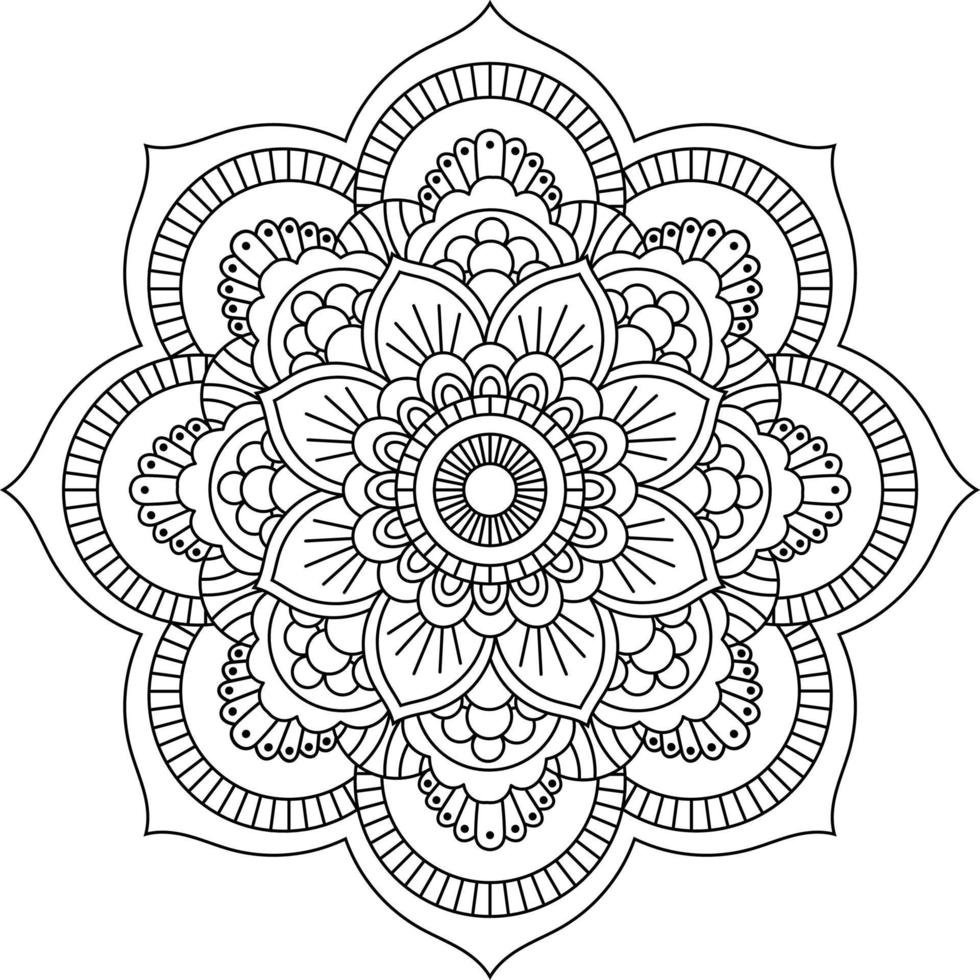 Rounded mandala coloring page, vector illustration