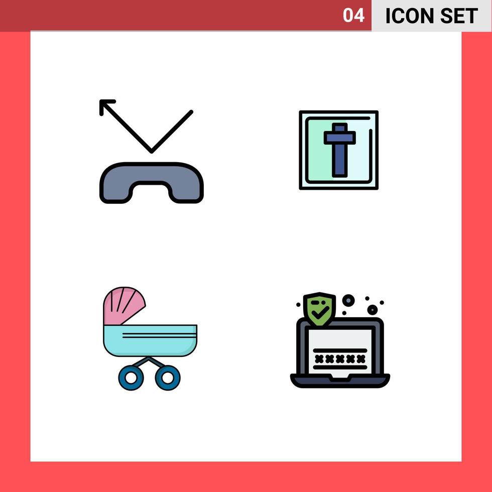 4 Creative Icons Modern Signs and Symbols of call kids corss sign stroller Editable Vector Design Elements