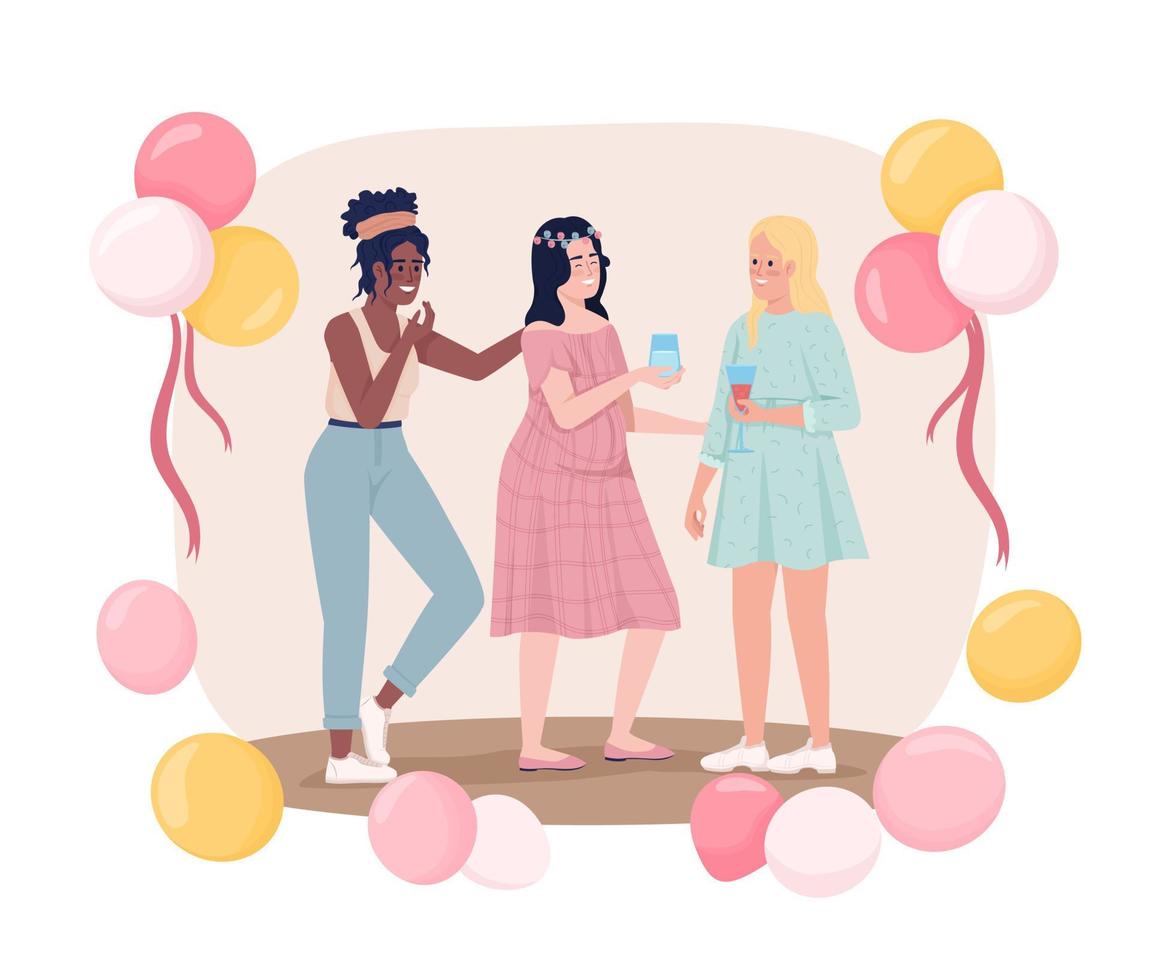 Gender reveal party celebration 2D vector isolated illustration