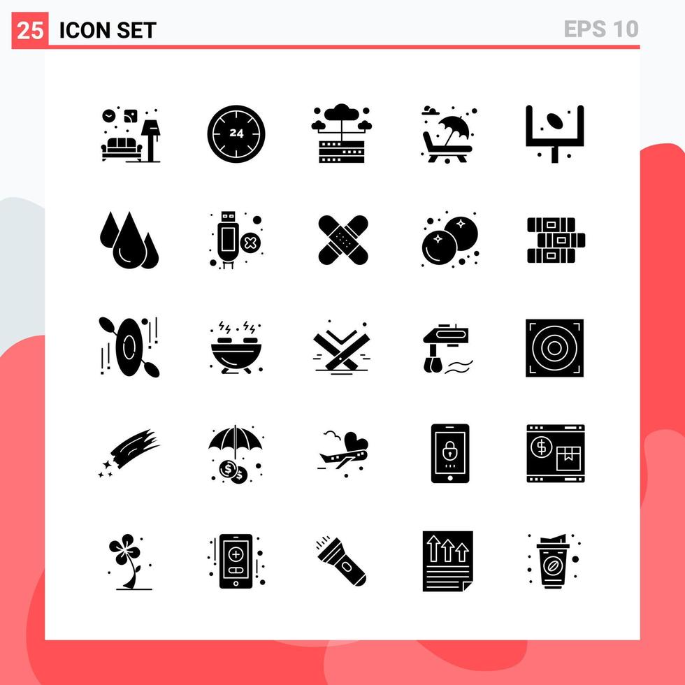 Collection of 25 Vector Icons in solid style Modern Glyph Symbols for Web and Mobile Solid Icon Sign Isolated on White Background 25 Icons Creative Black Icon vector background